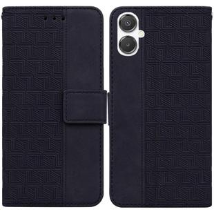 For Samsung Galaxy A25 5G / A25e JP Edition Geometric Embossed Leather Phone Case(Black)