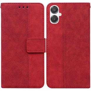 For Samsung Galaxy A25 5G / A25e JP Edition Geometric Embossed Leather Phone Case(Red)