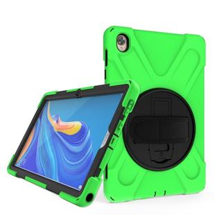 For Huawei MediaPad M6 10.8 Shockproof Colorful Silicone + PC Protective Case with Holder & Hand Grip Strap(Green)