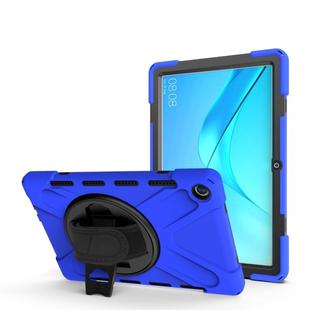 For Huawei MediaPad M5 10.8 Shockproof Colorful Silicone + PC Protective Case with Holder & Hand Grip Strap(Blue)
