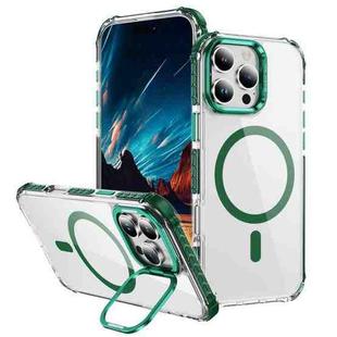 For iPhone 16 Pro Max Rainbow Series Transparent MagSafe Lens Holder Phone Case(Green)