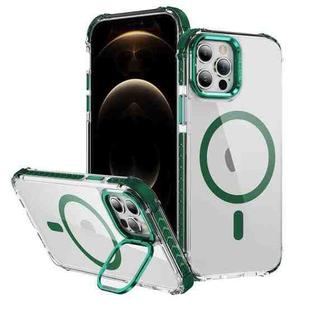 For iPhone 12 Pro Max Rainbow Series Transparent MagSafe Lens Holder Phone Case(Green)