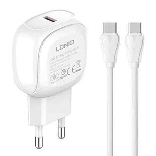 LDNIO A1206C PD27W USB-C / Type-C Fast Charger with 1m Type-C Cable, Plug Type:EU Plug(White)