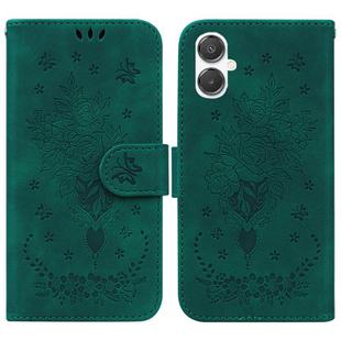 For Samsung Galaxy A25 5G / A25e JP Edition Butterfly Rose Embossed Leather Phone Case(Green)