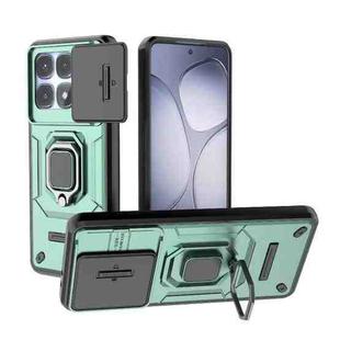 For Redmi K70 Ultra Global Sliding Camshield TPU + PC Shockproof Phone Case with Holder(Green)