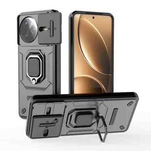 For Redmi K80 Pro Sliding Camshield TPU + PC Shockproof Phone Case with Holder(Black)