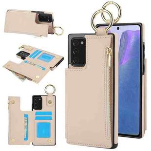 For Samsung Galaxy Note20 RFlD Anti-theft Double Buckle Ring Zipper Card Phone Case(White)