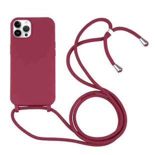 For iPhone 15 Pro Candy Colors TPU Protective Phone Case with Lanyard(Red)