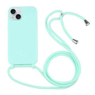 For iPhone 15 Plus Candy Colors TPU Protective Phone Case with Lanyard(Mint Green)