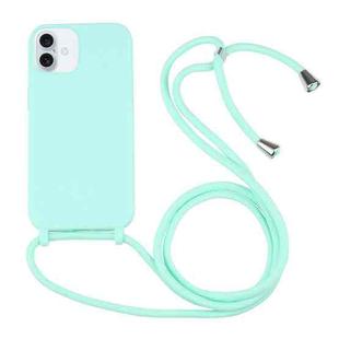 For iPhone 16 Plus Candy Colors TPU Protective Phone Case with Lanyard(Mint Green)