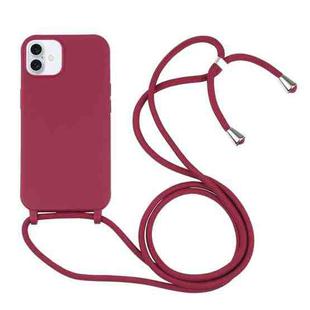 For iPhone 16 Plus Candy Colors TPU Protective Phone Case with Lanyard(Red)