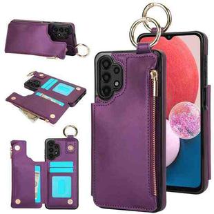 For Samsung Galaxy A13 4G / 5G RFlD Anti-theft Double Buckle Ring Zipper Card Phone Case(Dark Purple)