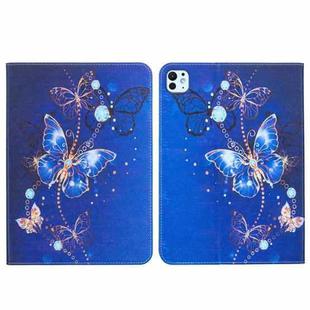 For iPad Pro 11 2024 Colored Drawing Leather Tablet Case(Purple Butterfly)