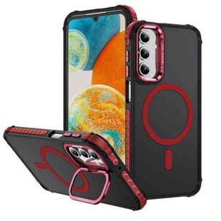 For Samsung Galaxy A15 Rainbow Series Skin Feel MagSafe Lens Holder Phone Case(Red)