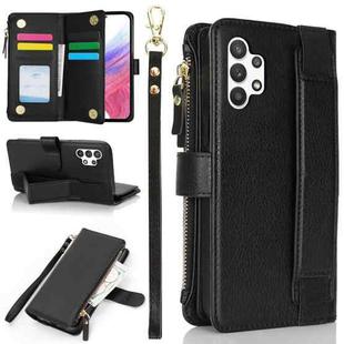 For Samsung Galaxy A13 5G / 4G Wristband Holder Zipper Purse RFID Leather Phone Case(Black)