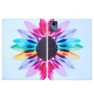 For Lenovo Tab M11 / Xiaoxin Pad 11 2024 Colored Drawing Leather Tablet Case(Sun Flower)