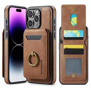 For iPhone 14 Pro Max DG.MING K1 MagSafe Detachable Wallet RFID Back Cover Phone Case(Brown)