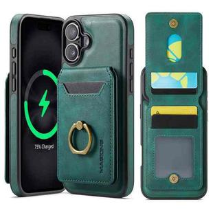 For iPhone 16 Plus DG.MING K1 MagSafe Detachable Wallet RFID Back Cover Phone Case(Green)