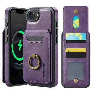 For iPhone 16e DG.MING K1 MagSafe Detachable Wallet RFID Back Cover Phone Case(Purple)