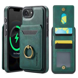 For iPhone 16e DG.MING K1 MagSafe Detachable Wallet RFID Back Cover Phone Case(Green)