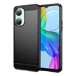 For vivo T3 Lite Carbon Fiber Brushed Texture TPU Phone Case(Black)