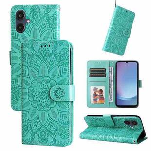 For Samsung Galaxy A25 5G Japan Version / A25e Embossed Sunflower Leather Phone Case(Green)