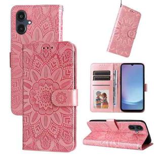 For Samsung Galaxy A25 5G Japan Version / A25e Embossed Sunflower Leather Phone Case(Rose Gold)