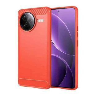 For Redmi K80 Pro Brushed Texture Carbon Fiber TPU Phone Case(Red)