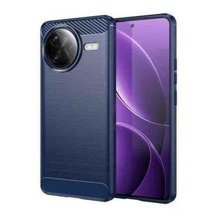 For Redmi K80 Pro Brushed Texture Carbon Fiber TPU Phone Case(Blue)