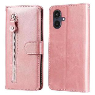 For Samsung Galaxy A25 5G Japan Version / A25e Fashion Calf Texture Zipper Leather Phone Case(Rose Gold)