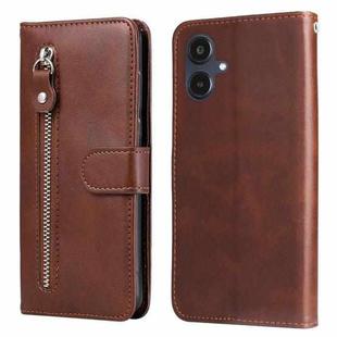 For Samsung Galaxy A25 5G Japan Version / A25e Fashion Calf Texture Zipper Leather Phone Case(Brown)