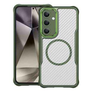 For Samsung Galaxy S24 FE 5G Carbon Fiber Texture MagSafe Translucent Phone Case(Green)