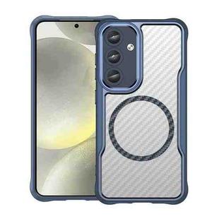 For Samsung Galaxy S25 5G Carbon Fiber Texture MagSafe Translucent Phone Case(Blue)