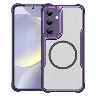 For Samsung Galaxy S25+ 5G Carbon Fiber Texture MagSafe Translucent Phone Case(Purple)