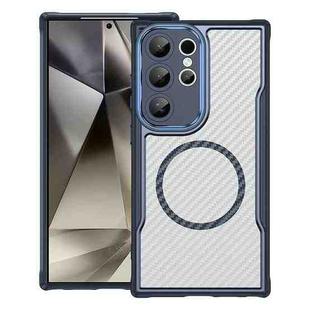 For Samsung Galaxy S25 Ultra 5G Carbon Fiber Texture MagSafe Translucent Phone Case(Blue)