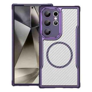 For Samsung Galaxy S25 Ultra 5G Carbon Fiber Texture MagSafe Translucent Phone Case(Purple)