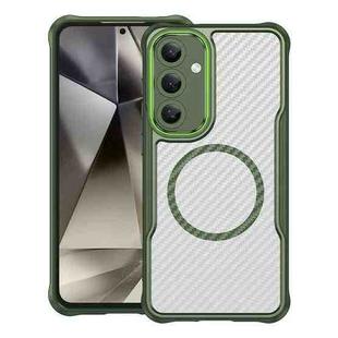 For Samsung Galaxy S24 5G Carbon Fiber Texture MagSafe Translucent Phone Case(Green)