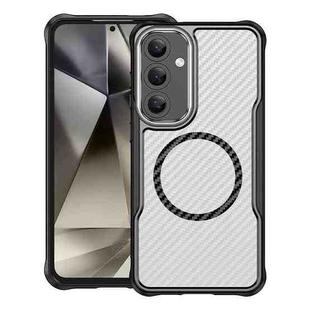 For Samsung Galaxy S24+ 5G Carbon Fiber Texture MagSafe Translucent Phone Case(Black)