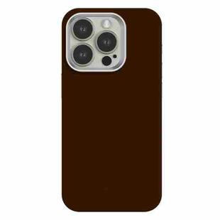 For iPhone 15 Pro Max Skin Feel Fine Leather Texture Metal Lens Frame MagSafe Phone Case(Brown)