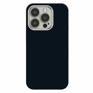 For iPhone 15 Pro Max Skin Feel Fine Leather Texture Metal Lens Frame MagSafe Phone Case(Navy Blue)