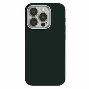 For iPhone 15 Pro Max Skin Feel Fine Leather Texture Metal Lens Frame MagSafe Phone Case(Green)