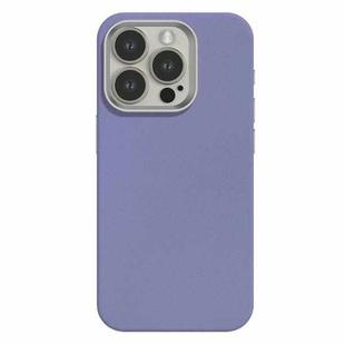 For iPhone 15 Pro Max Skin Feel Fine Leather Texture Metal Lens Frame MagSafe Phone Case(Light Purple)