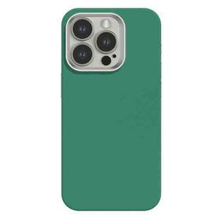 For iPhone 15 Pro Max Skin Feel Fine Leather Texture Metal Lens Frame MagSafe Phone Case(Grass Green)