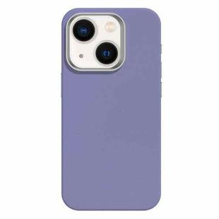 For iPhone 14 Skin Feel Fine Leather Texture Metal Lens Frame MagSafe Phone Case(Light Purple)