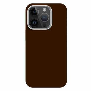 For iPhone 14 Pro Skin Feel Fine Leather Texture Metal Lens Frame MagSafe Phone Case(Brown)