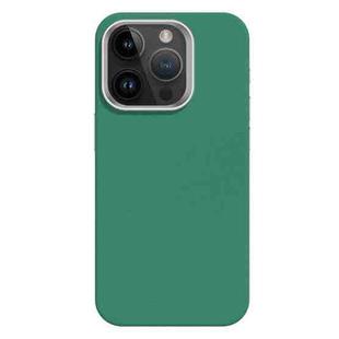 For iPhone 14 Pro Skin Feel Fine Leather Texture Metal Lens Frame MagSafe Phone Case(Grass Green)