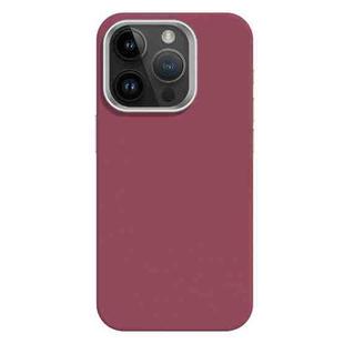 For iPhone 14 Pro Max Skin Feel Fine Leather Texture Metal Lens Frame MagSafe Phone Case(Rose Red)