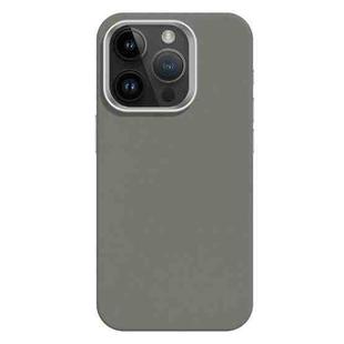 For iPhone 13 Pro Max Skin Feel Fine Leather Texture Metal Lens Frame MagSafe Phone Case(Light Gray)