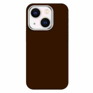 For iPhone 13 Skin Feel Fine Leather Texture Metal Lens Frame MagSafe Phone Case(Brown)