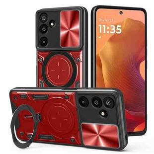 For Samsung Galaxy M16 5G CD Texture Sliding Camshield Magnetic Holder Phone Case(Red)